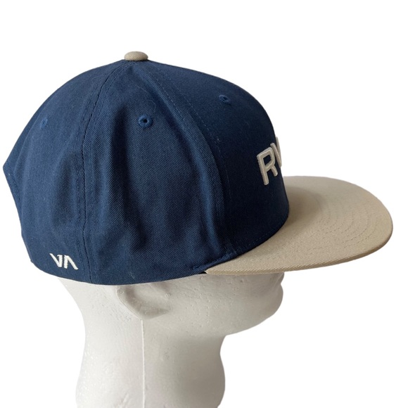 RVCA Snapback Adjustable Cap Flat Bill Twill Hat Blue‎ & Tan - Picture 2 of 6